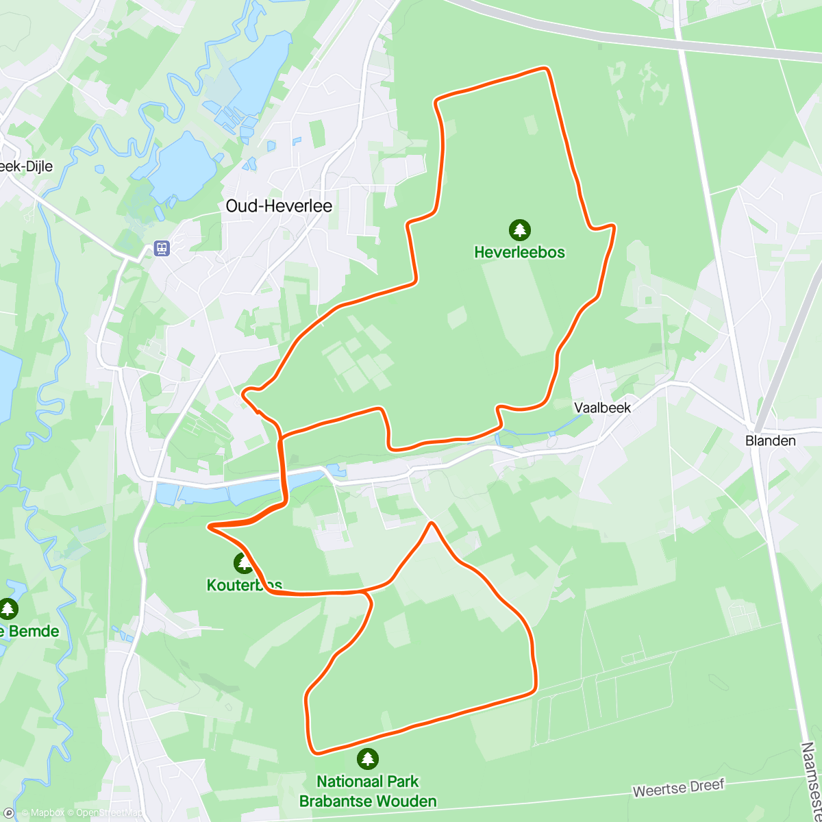 Map of the activity, 8ste plaats SVK Bosloop 16 km
