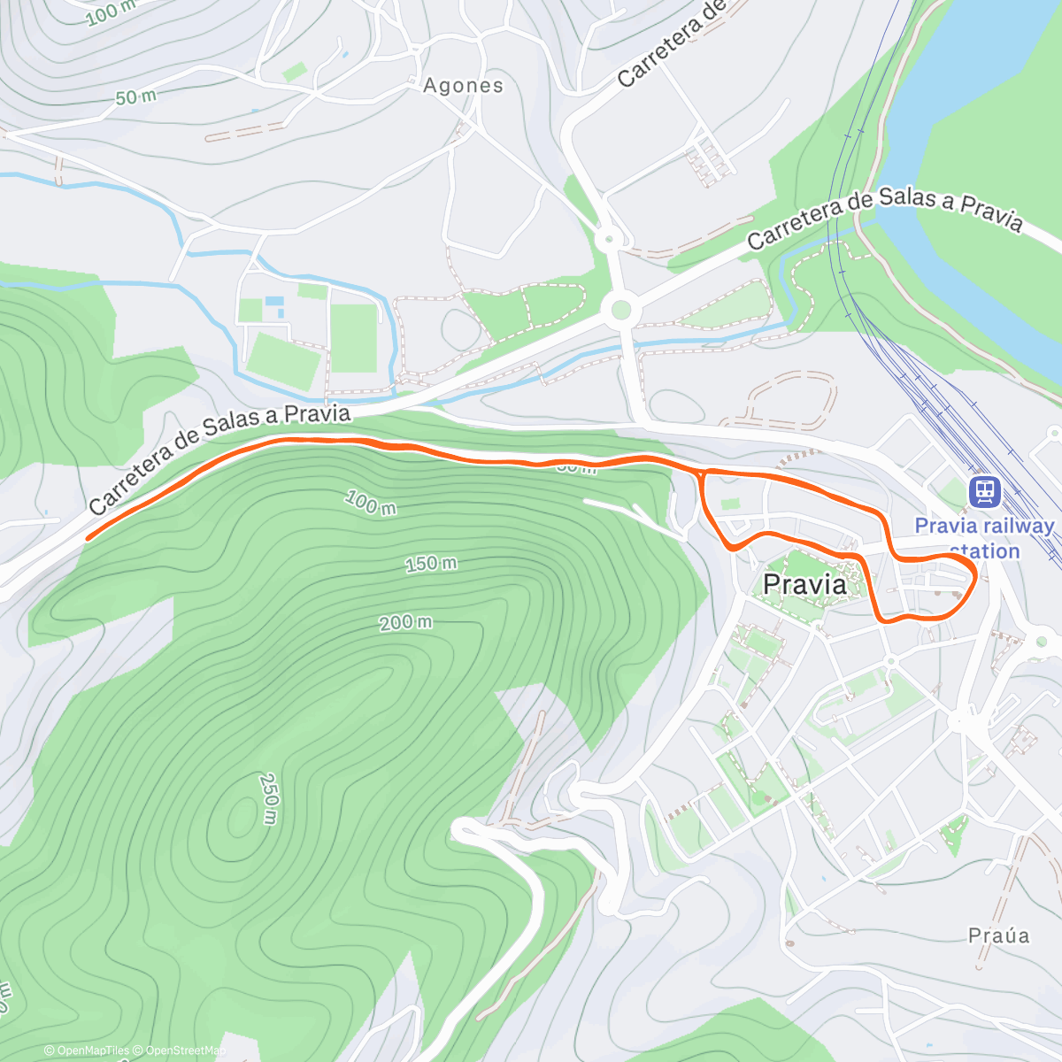 Map of the activity, Super San Silvestre Praviana (Asfalto)