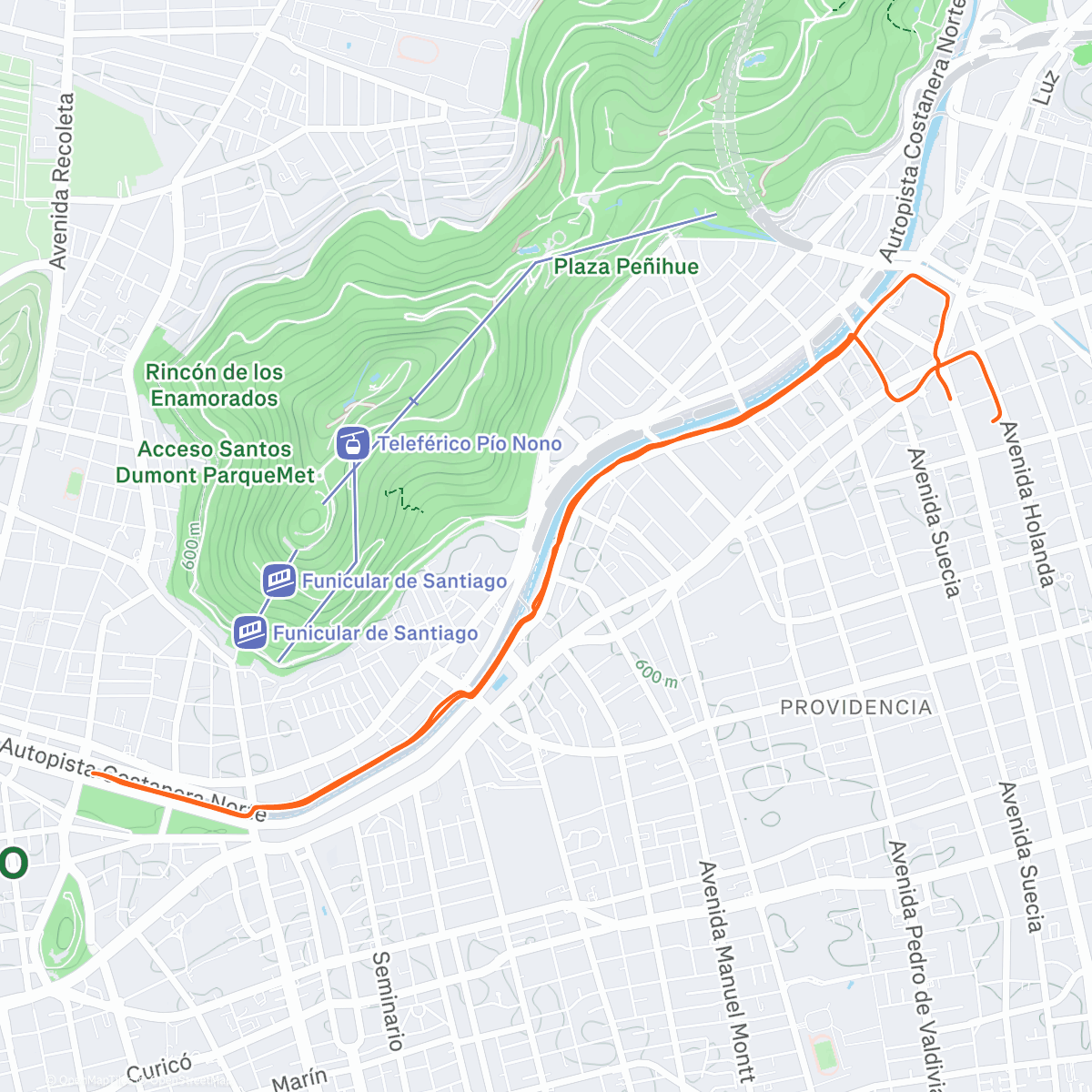 Map of the activity, Santiago run 🇨🇱