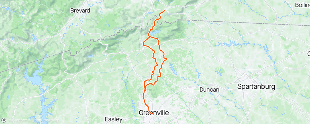 Mappa dell'attività Greenville day 6. Saluda climb.