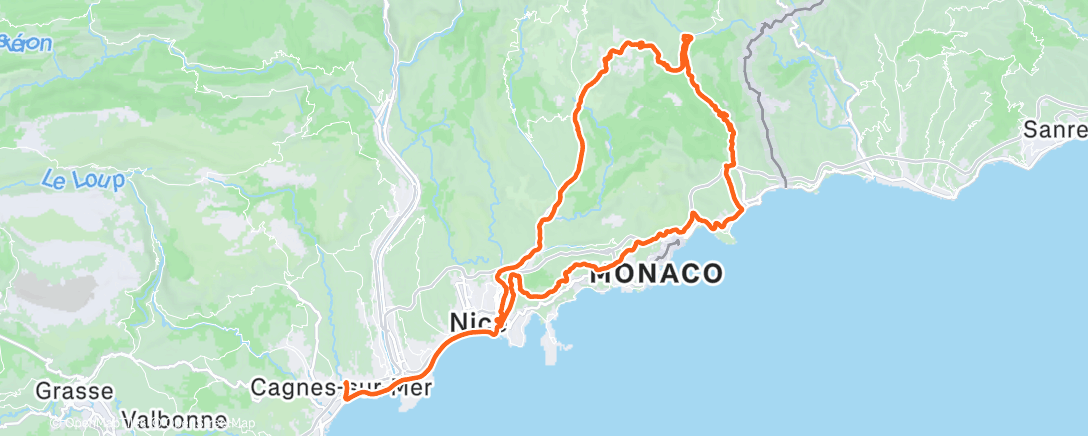 Map of the activity, Vélo du midi