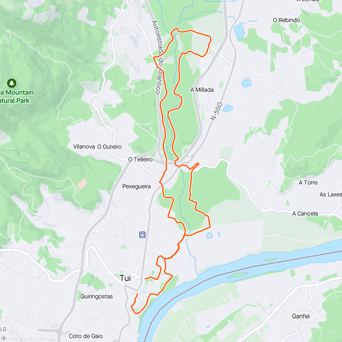 Map of the activity, Marche autour de Tui