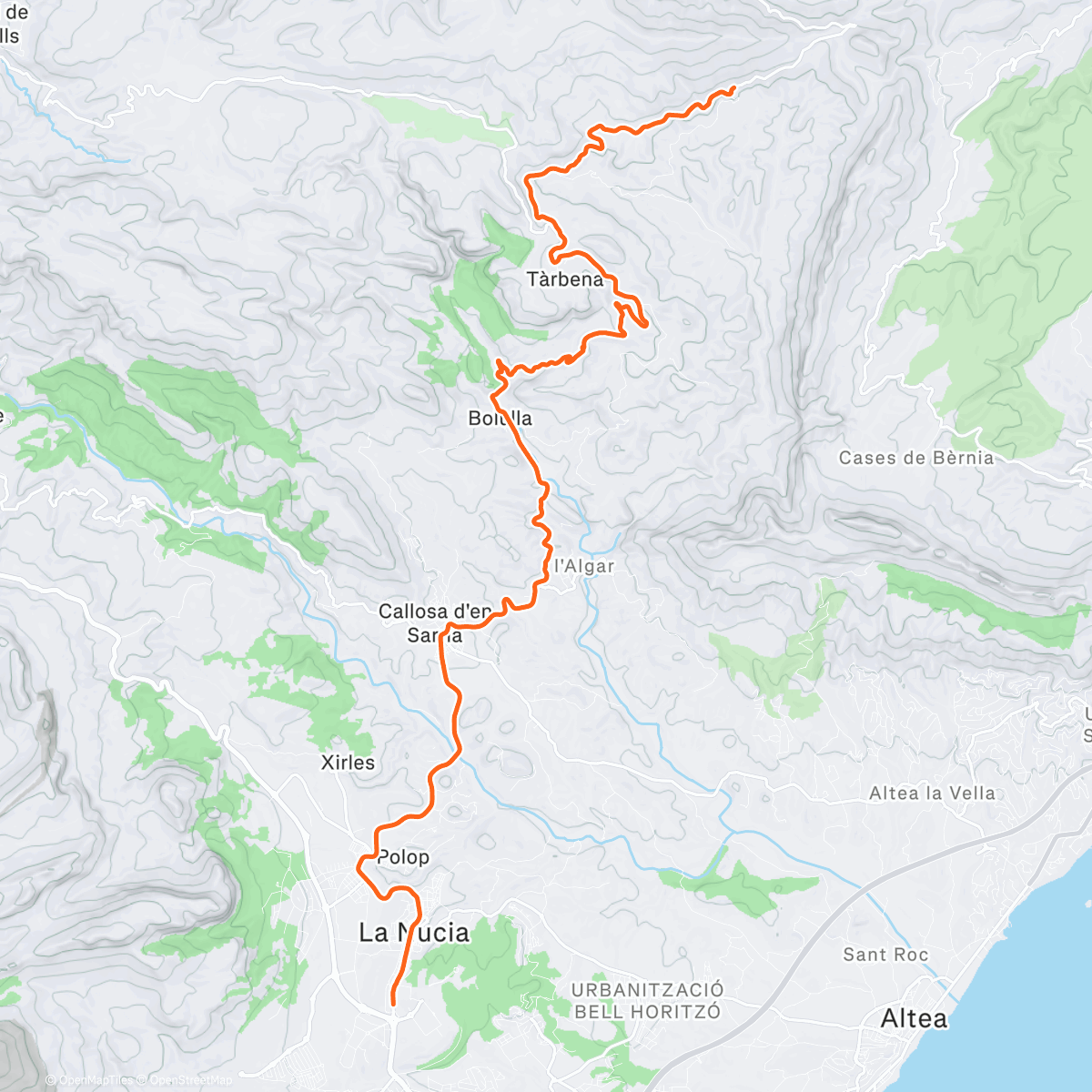 Map of the activity, ROUVY - La Nucia to Coll de Rates | Spain