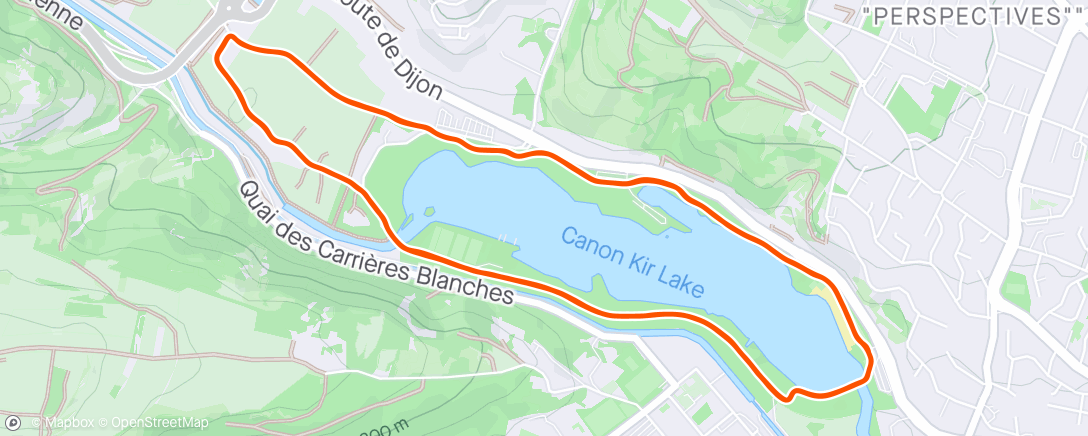 Carte de l'activité 10 km du lac Kir à Dijon