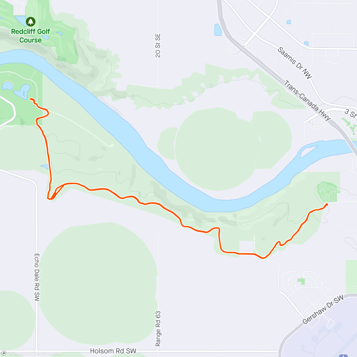 Map of the activity, Family ride to echodale and back