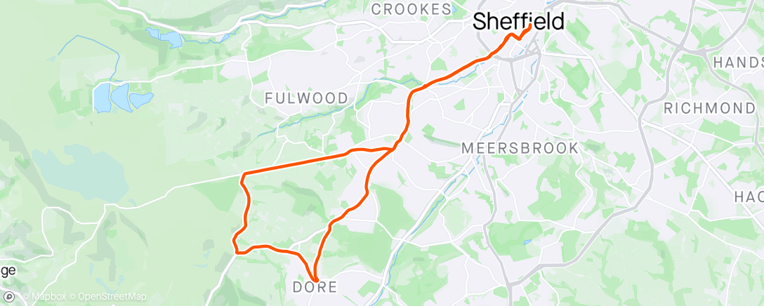 Map of the activity, Sheffield Half Marathon 2024