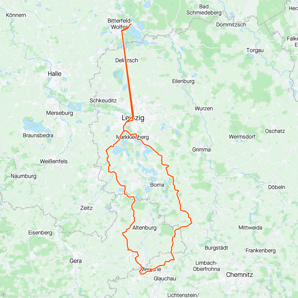 Map of the activity, 20240509 Himmelfahrtstour RSV Speiche Leipzig