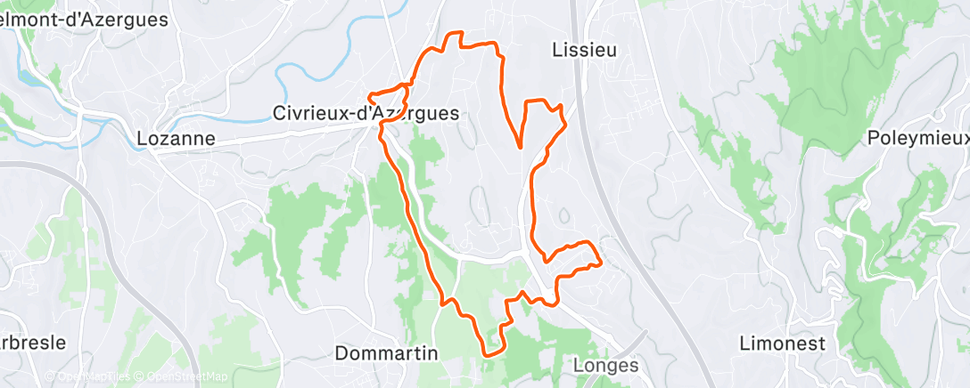 Map of the activity, Trail le matin