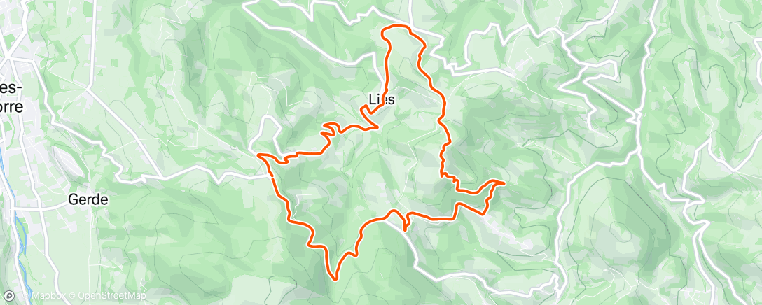 Map of the activity, Afternoon Trail Run