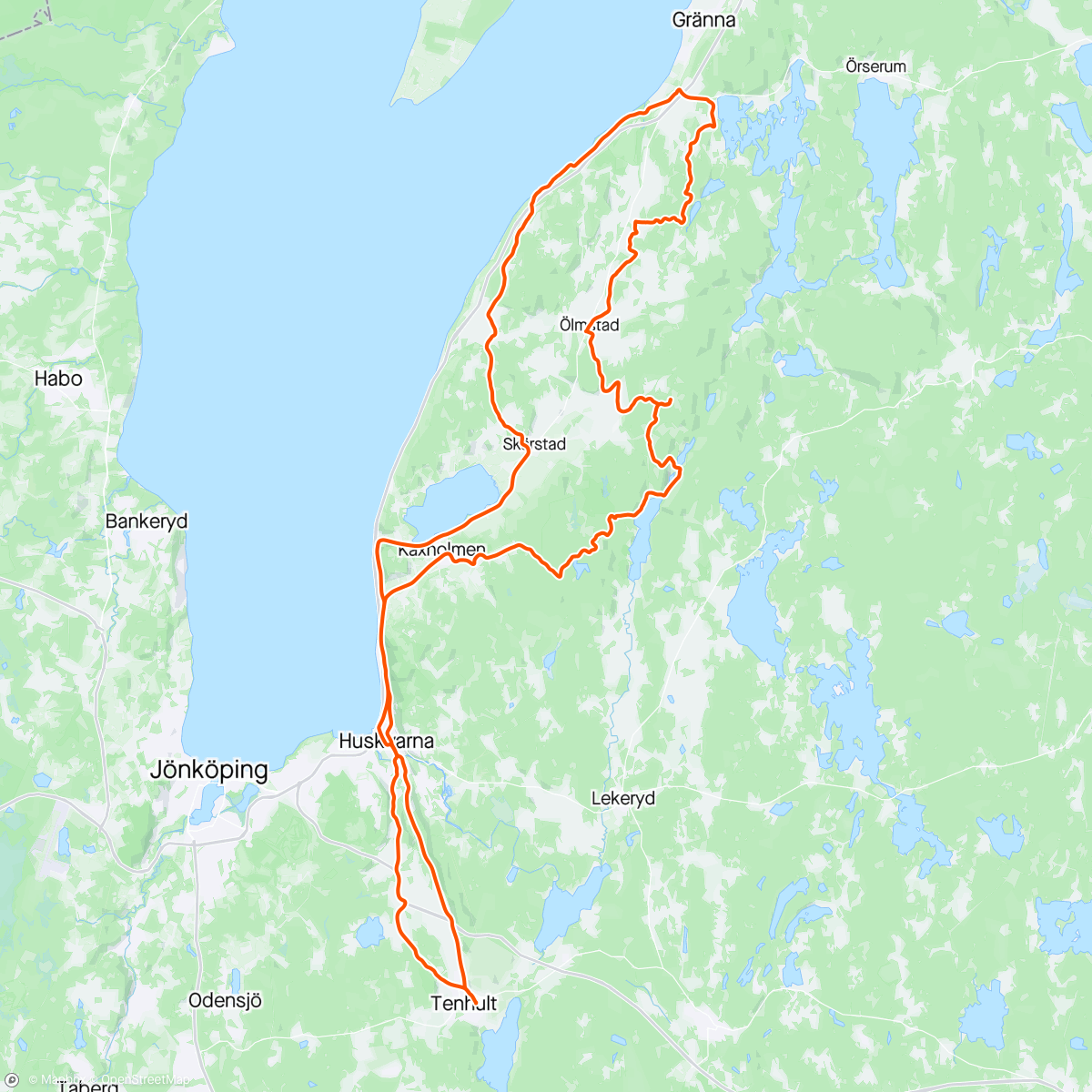 Mapa da atividade, Gran Fondo Maj - 4 st Magnum Sunrise & 10 mil MTB (samt 2 km hike-a-bike)