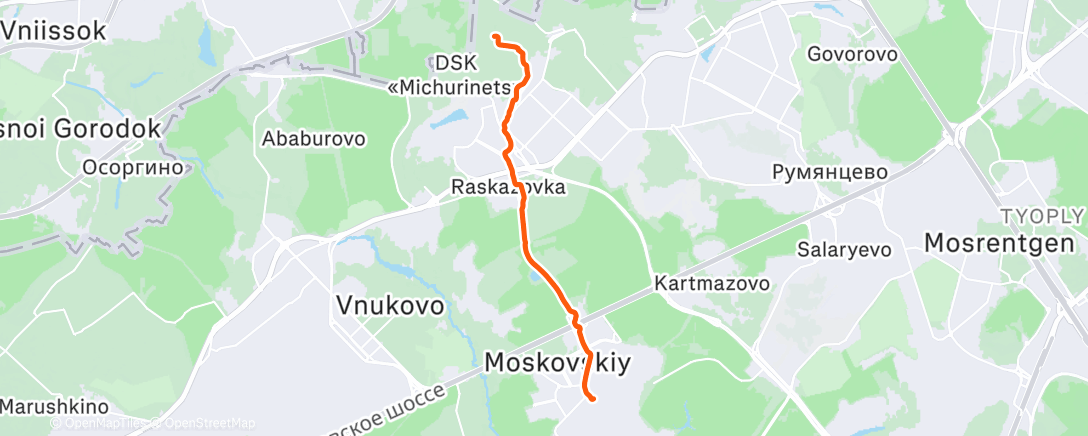 Map of the activity, Дневной забег