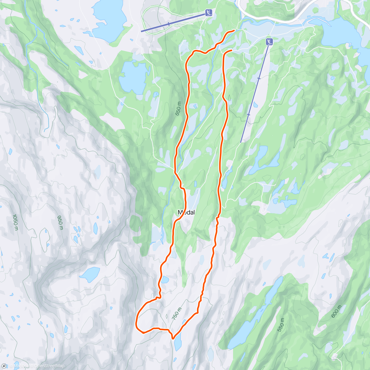 Map of the activity, Tur med fjellski til Såta