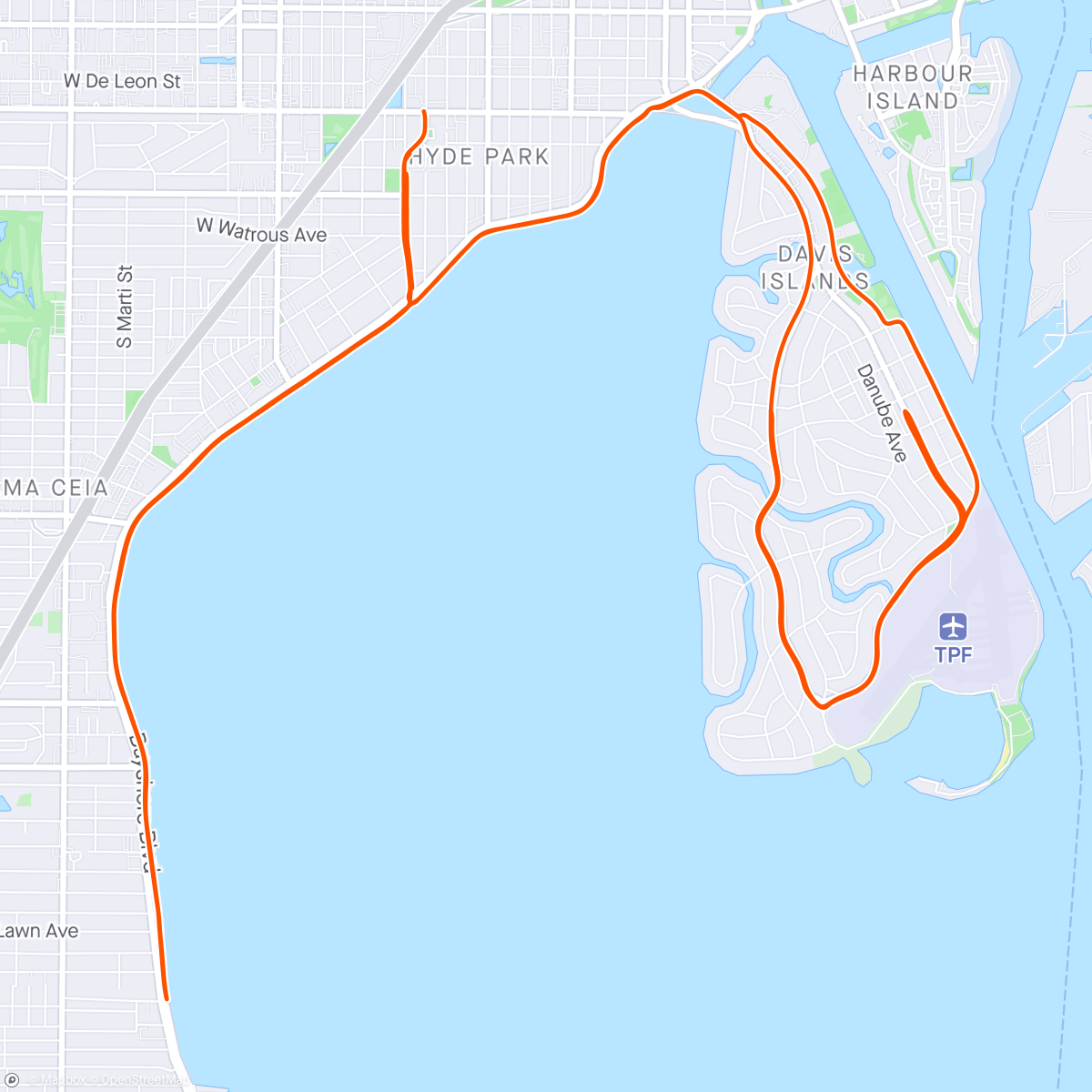 Map of the activity, 6 x mile