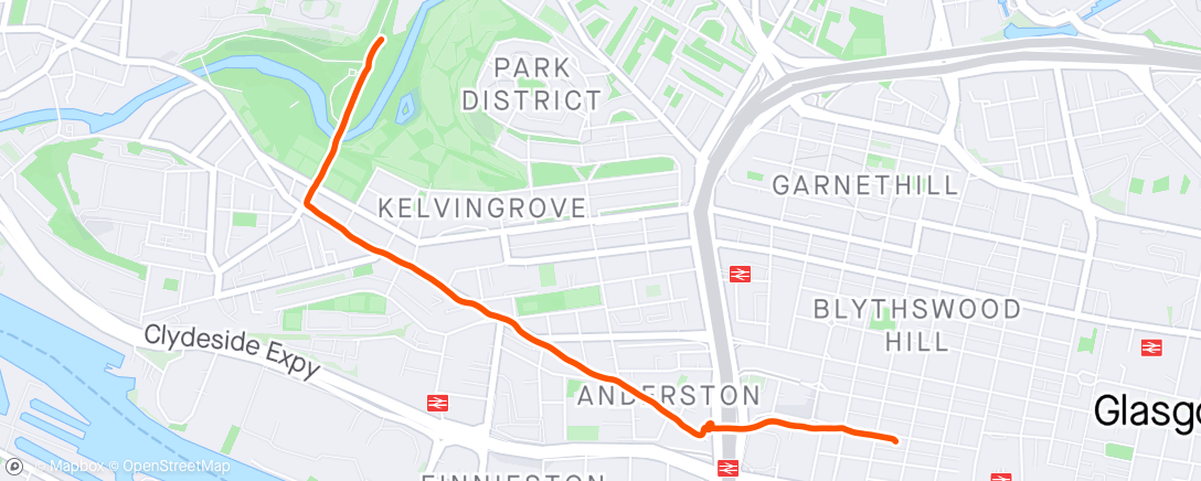 Map of the activity, Jog from work, with bag