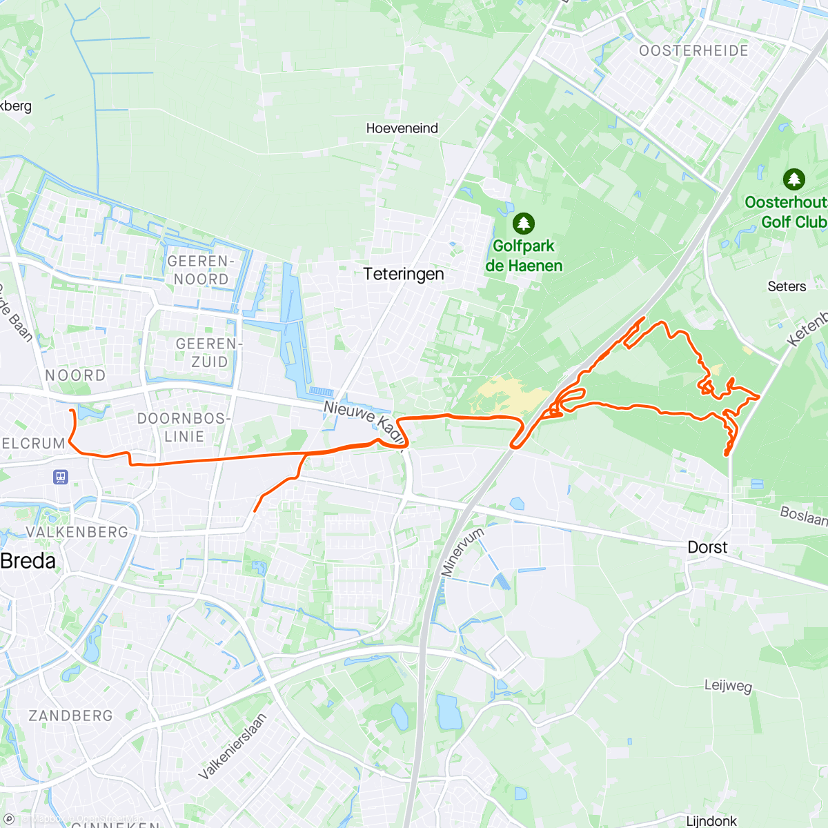 Map of the activity, MTB route Dorst