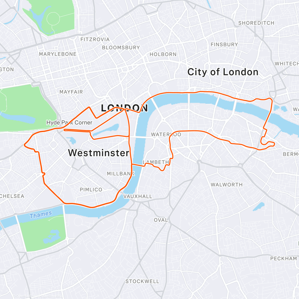 Map of the activity, Zwift - London Calling in London