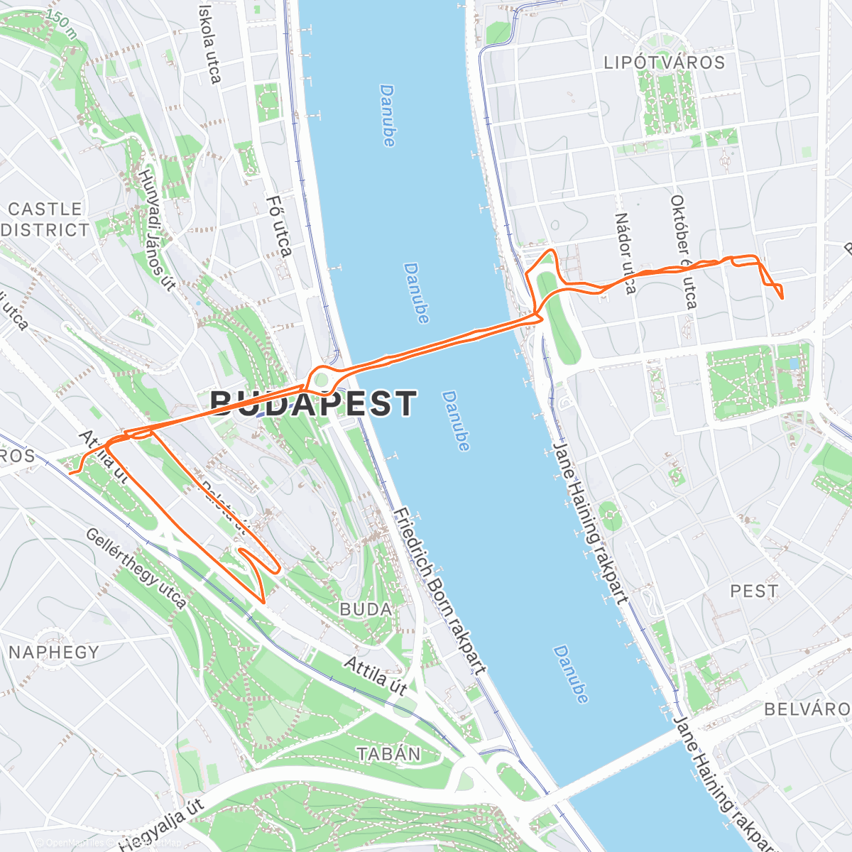 Карта физической активности (Budapešť Xsmas city walk)