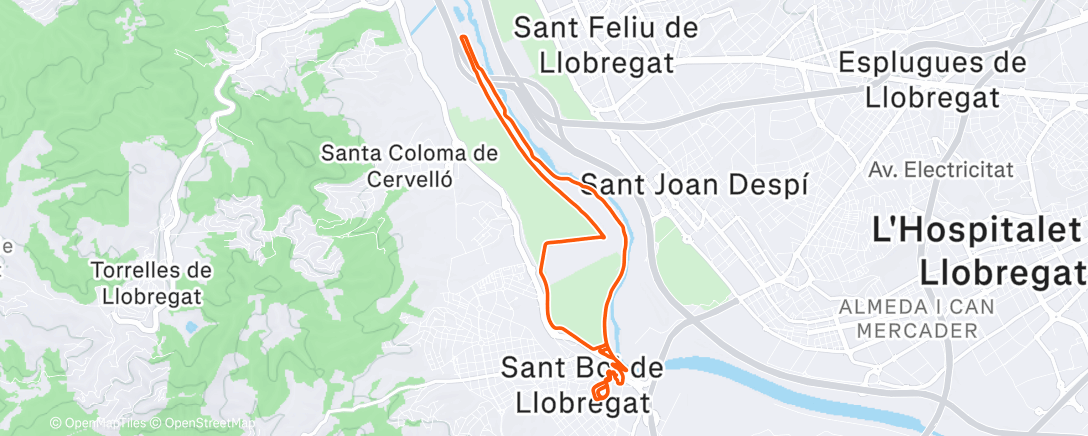 Map of the activity, Bicicleta por la mañana
