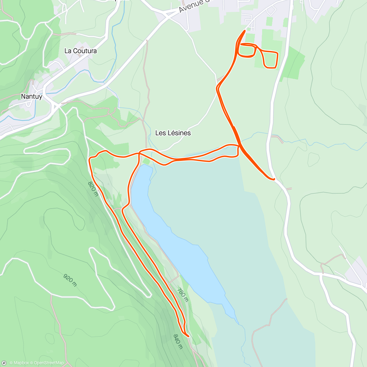 Map of the activity, Evening run