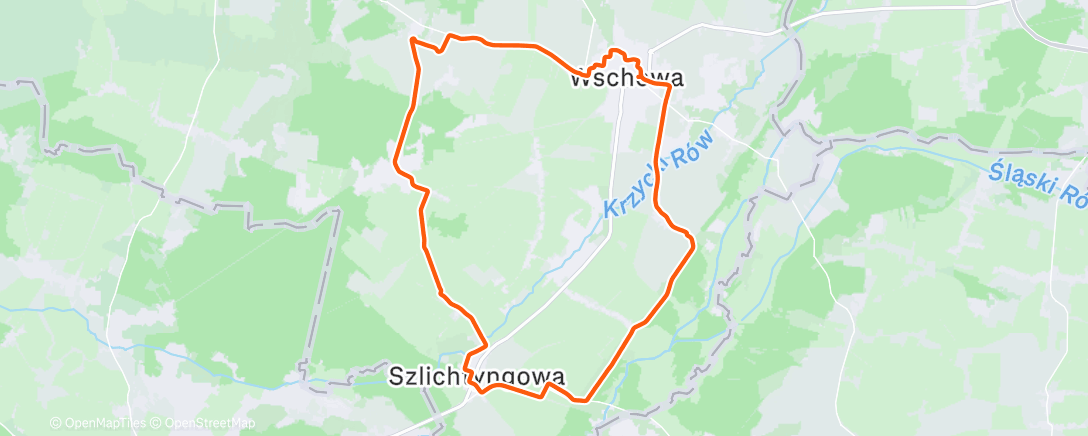 Map of the activity, Wschowa - Szlichtyngowa - Łysiny - Wschowa
