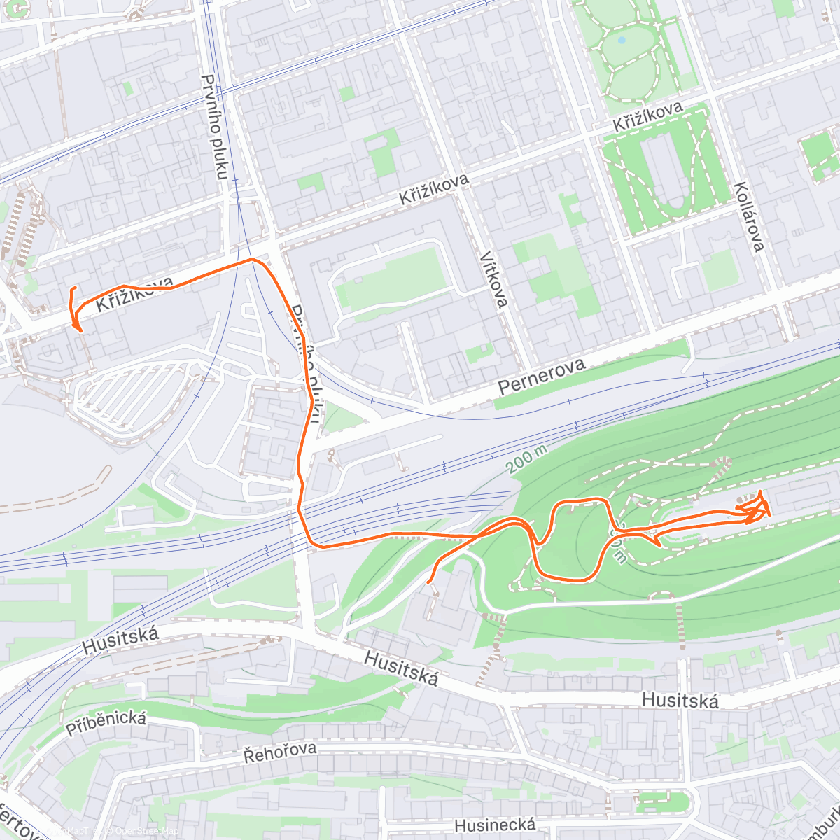 Карта физической активности (Armádní muzeum + Vítkov, obojí velká pecka)