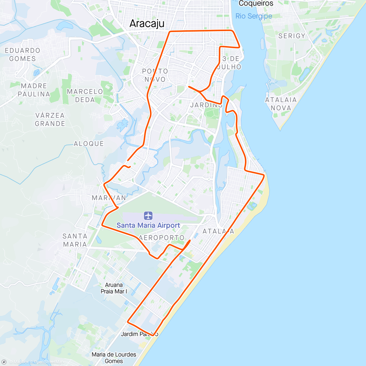 Mapa da atividade, Pedal Urbano via Orla de Atalaia/caldo de cana.
