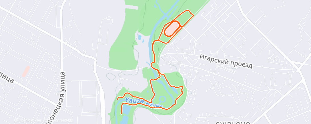 Map of the activity, Afternoon Run