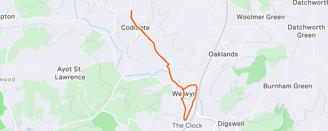 Map of the activity, 5 x 1km / Hard Work (too many Christmas beers)