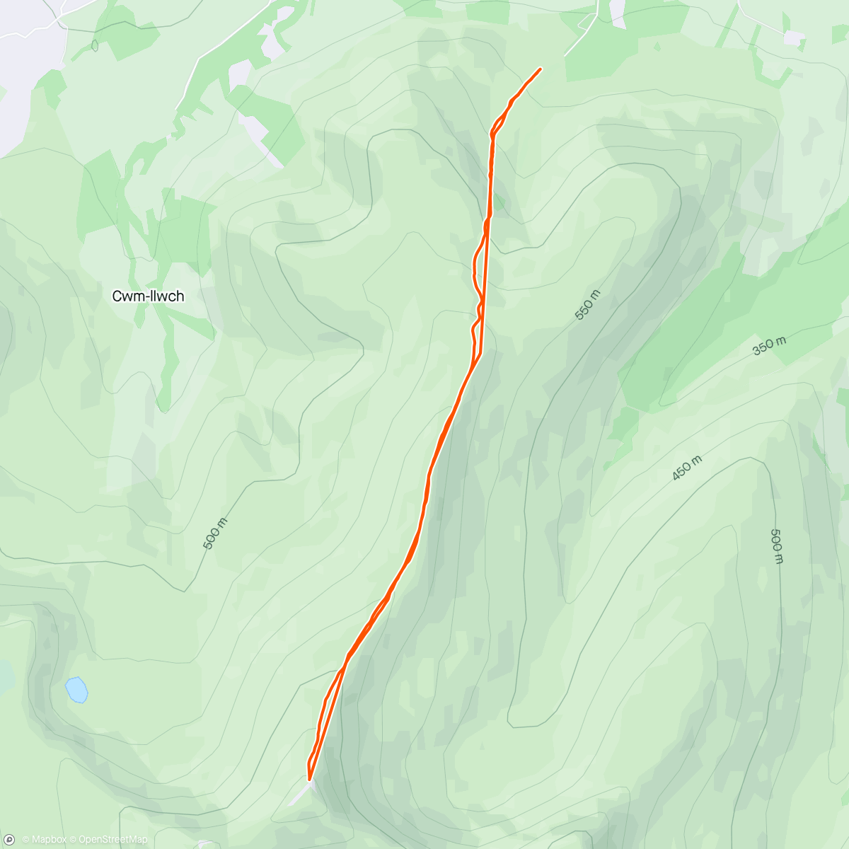 Map of the activity, D and E last day quick Pen Y Fan up and down
