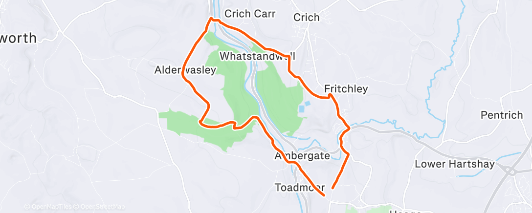 Map of the activity, Afternoon Run