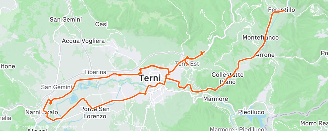 Map of the activity, Pedalata mattutina