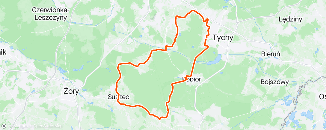 Map of the activity, Tychy ride
