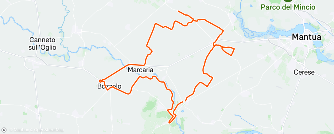 Map of the activity, Pedalata serale