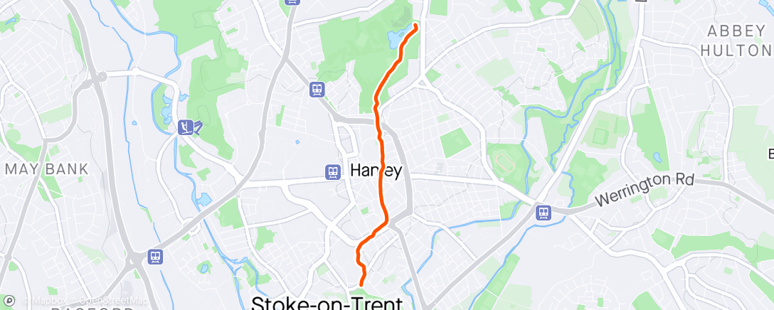 Map of the activity, Run home from Parkrun.