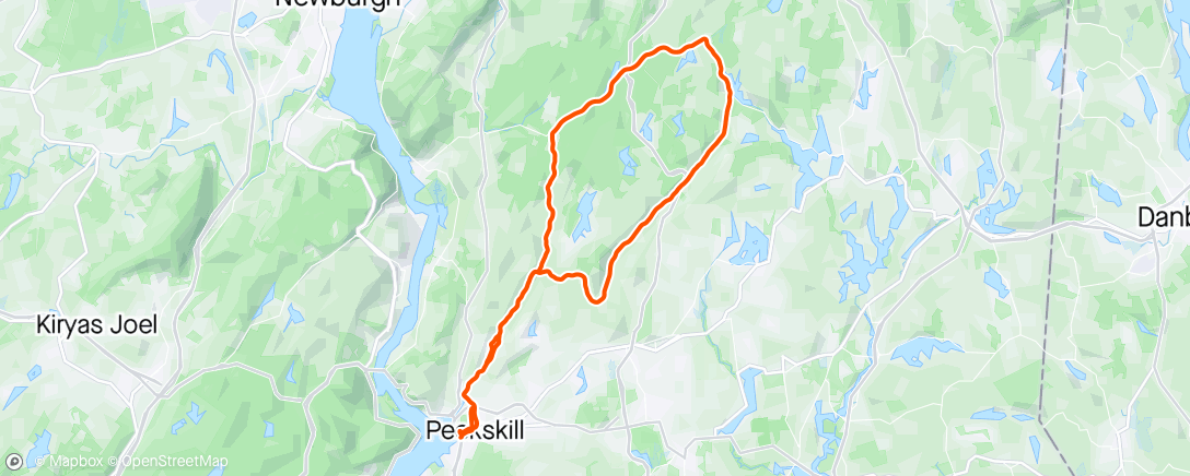 Map of the activity, Peekskill , Thursday night ride