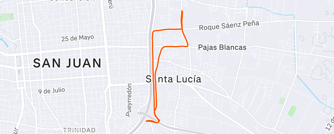 Map of the activity, Evening Run