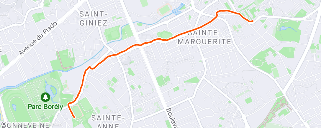 Map of the activity, Échauffement 3km