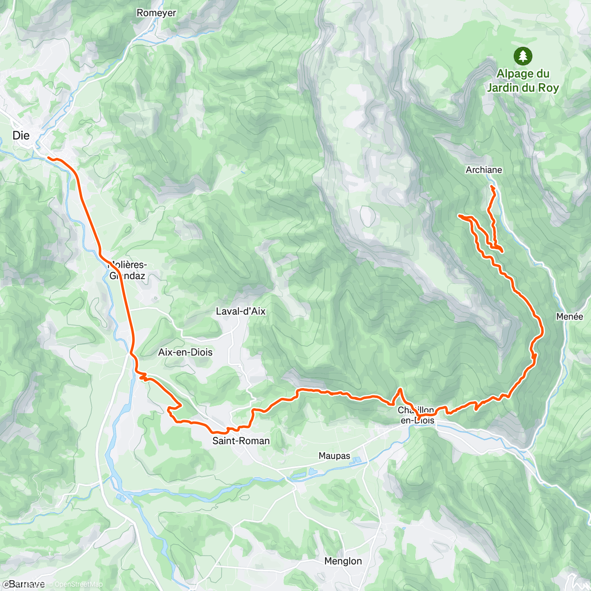 Map of the activity, Stage Itinérance J3 - Archiane