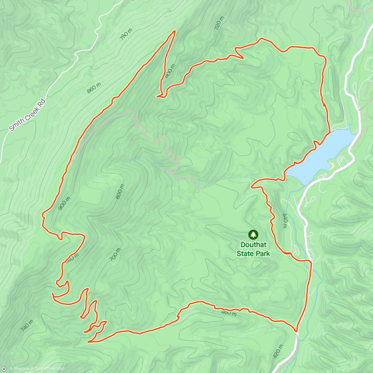 Map of the activity, Smokey Douthat Loop