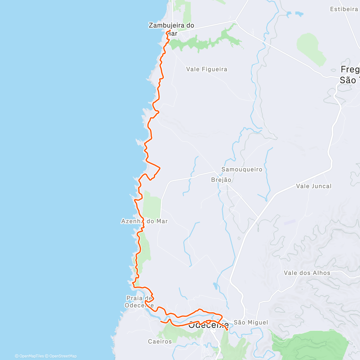 Map of the activity, Etappe 4 🇵🇹 Zambujeira -> Odeixe