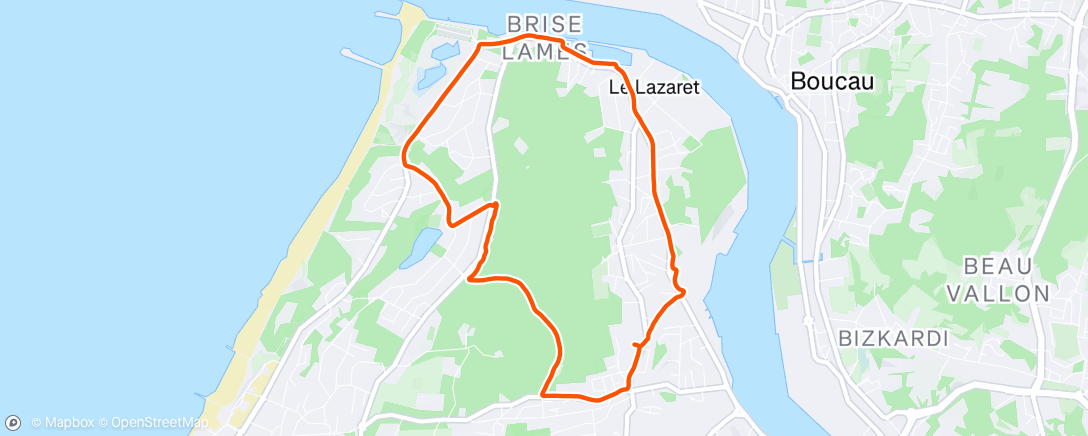 Map of the activity, Course à pied en soirée