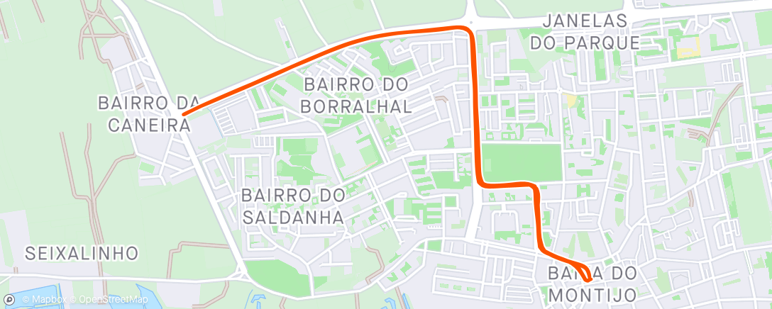 Map of the activity, Corrida 25 Abril Montijo