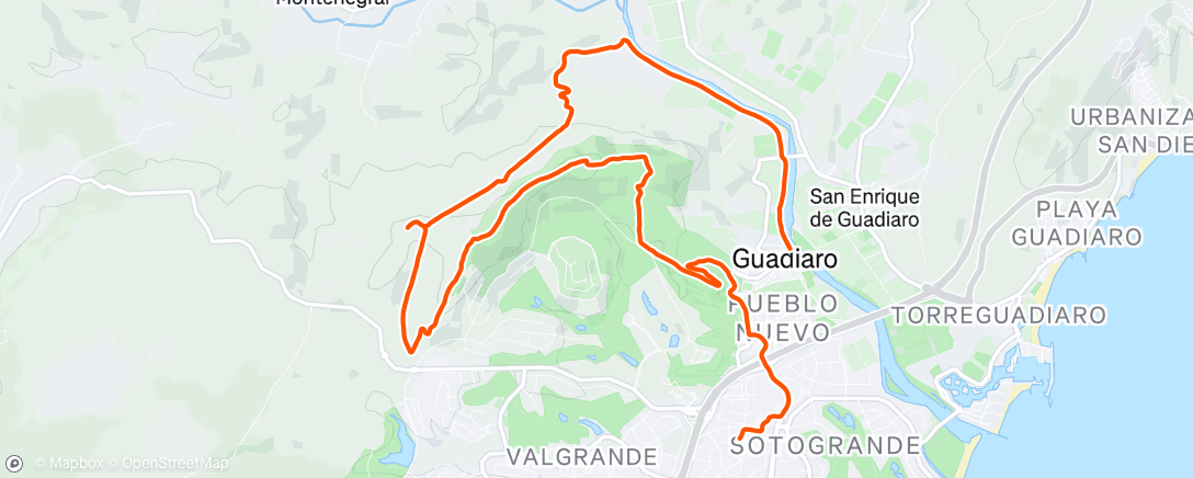 Map of the activity, Bicicleta de montaña vespertina