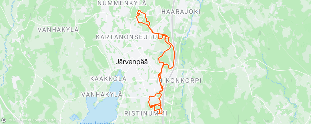 Mapa de la actividad, Järvenpää etanalenkki
