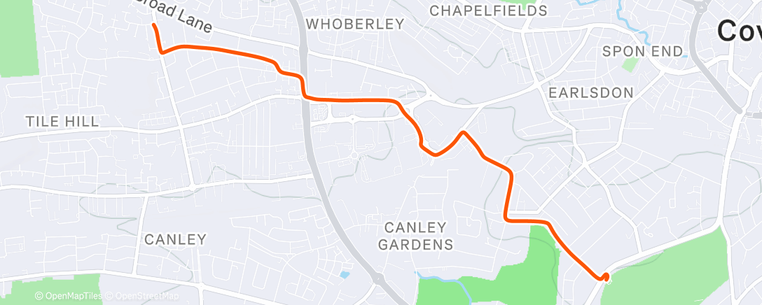 Map of the activity, Evening Ride