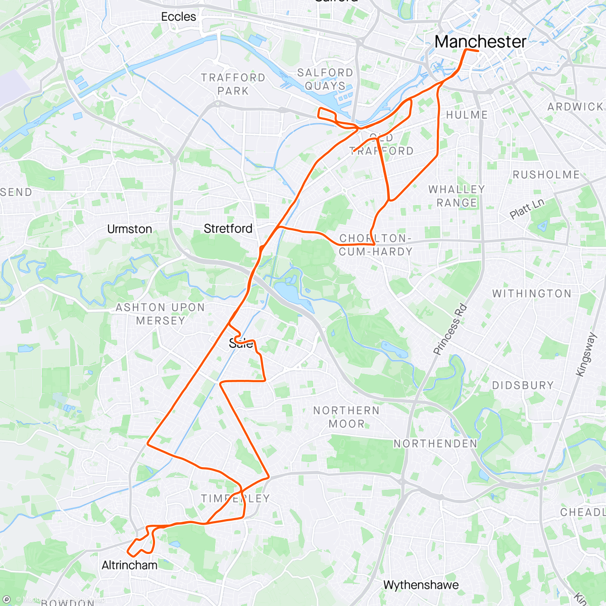 Map of the activity, Manchester Marathon 2024 - 4:05