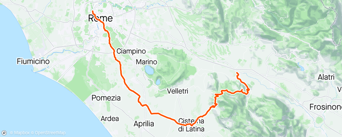 Map of the activity, Da Roma ai Monti Lepini