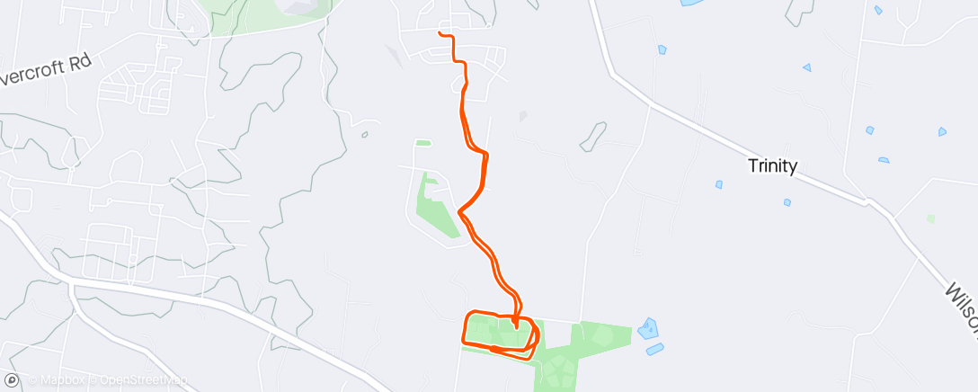 Map of the activity, Run: Flat road or track Reps (5x 4min or 1km) - Z2/Z5 - 1:05hour