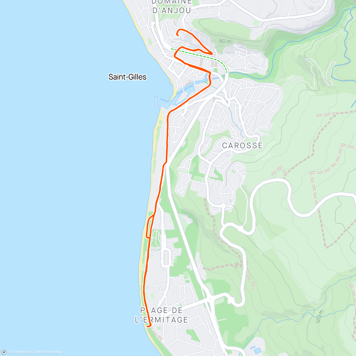 Map of the activity, Sunset jog