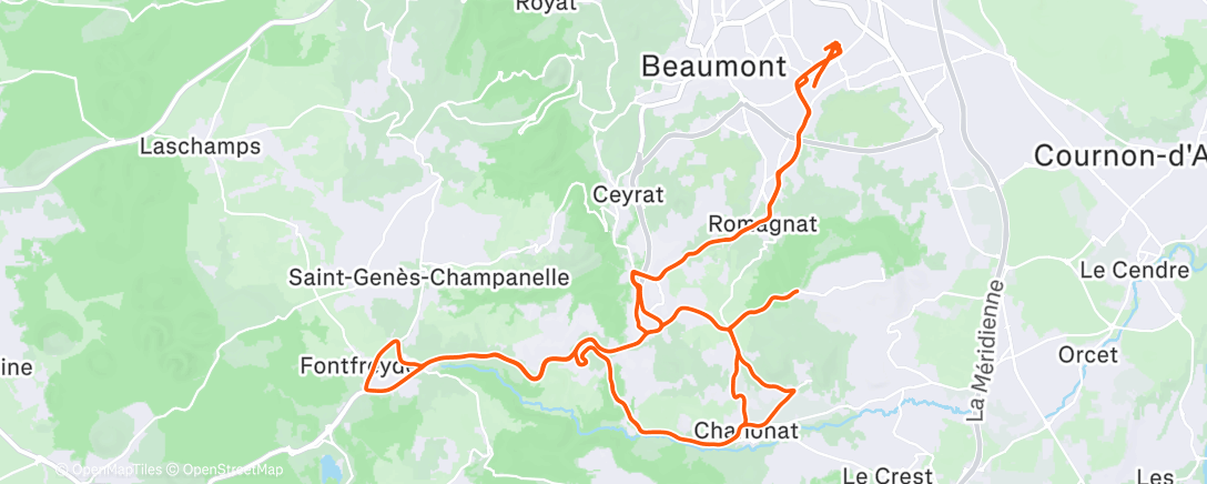 Map of the activity, Sortie vélo dans l'après-midi